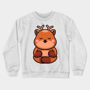 Cute baby deer meditation cartoon Crewneck Sweatshirt